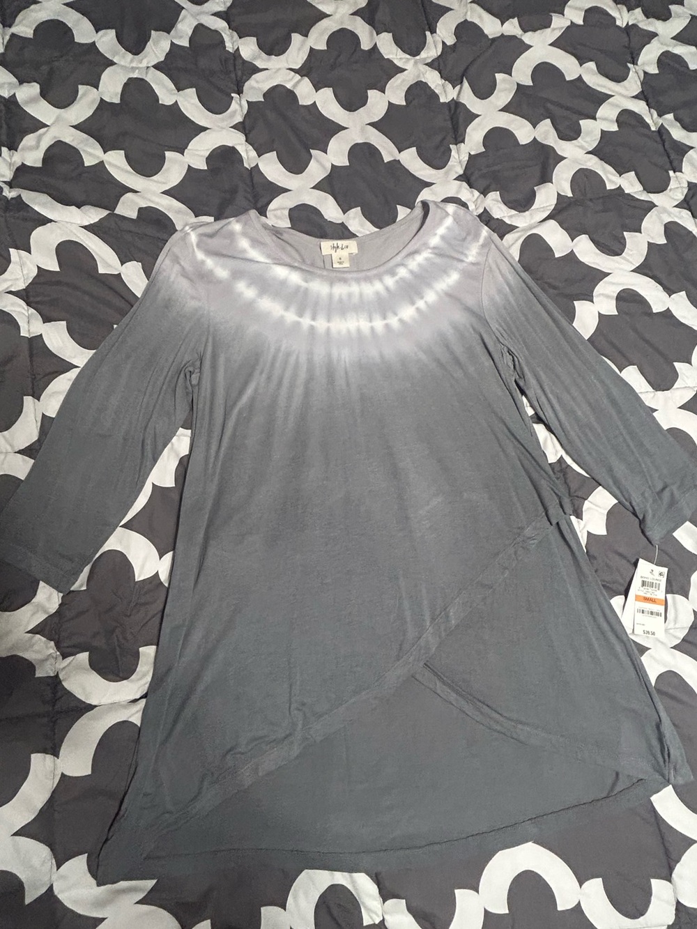 Style & Co. Gray Ombre Scoop-Neck Tunic